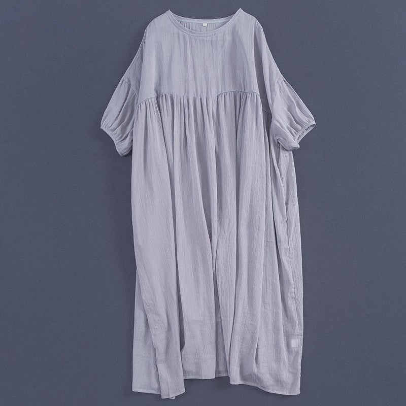 9013 five-quarter sleeve ramie dress gradual change design sense large size cotton and linen dress loose  new, summer