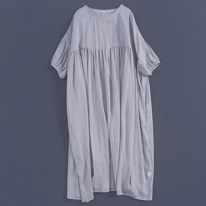 9013 five-quarter sleeve ramie dress gradual change design sense large size cotton and linen dress loose  new, summer