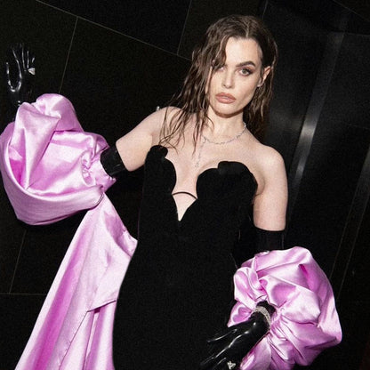 LOVEVOP popular summer new  women's clothing black V-neck tube top dress high elastic bandage skirt hip skirt short