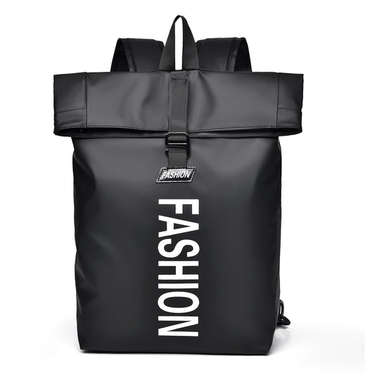 2025  trendy cool casual backpack men's travel commuter backpack folding roll mouth travel bag casual student bag