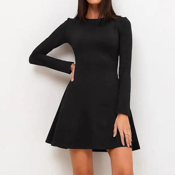 2025 Black slim-fitting long-sleeved temperament high-waisted dress popularwildberries spring hot sale fashion new women