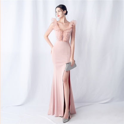 31560 #Hot Trade popular New Product Heavy Industry Eugen Yarn Wedding Dinner Annual Meeting Satin Evening Dress