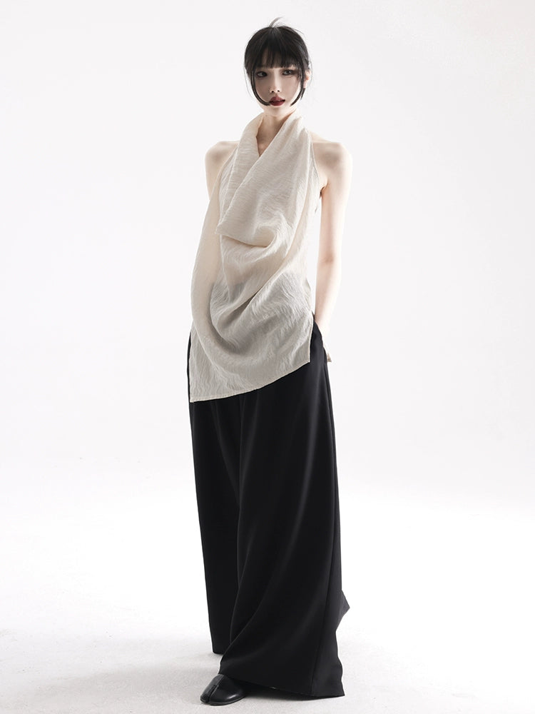 APOZi collection untitled landscape series new Chinese silk neck vest sleeveless shoulder-leaking top women