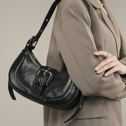 Strictly selected cowhide bag niche texture women's summer popular new retro Spice Girl underarm bag niche shoulder messenger bag