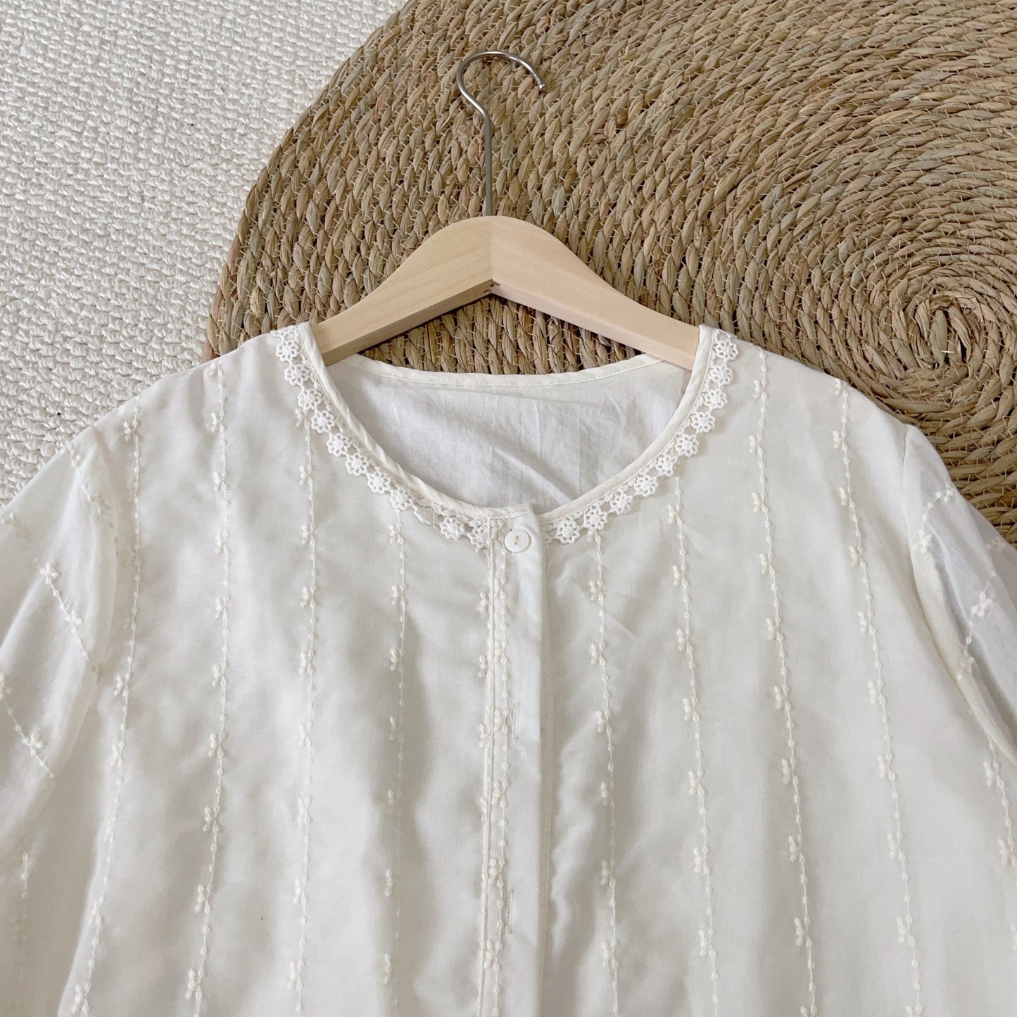 Mori Girl Doll Shirt Top Women's  Sweet Lace Embroidered Cotton Shirt