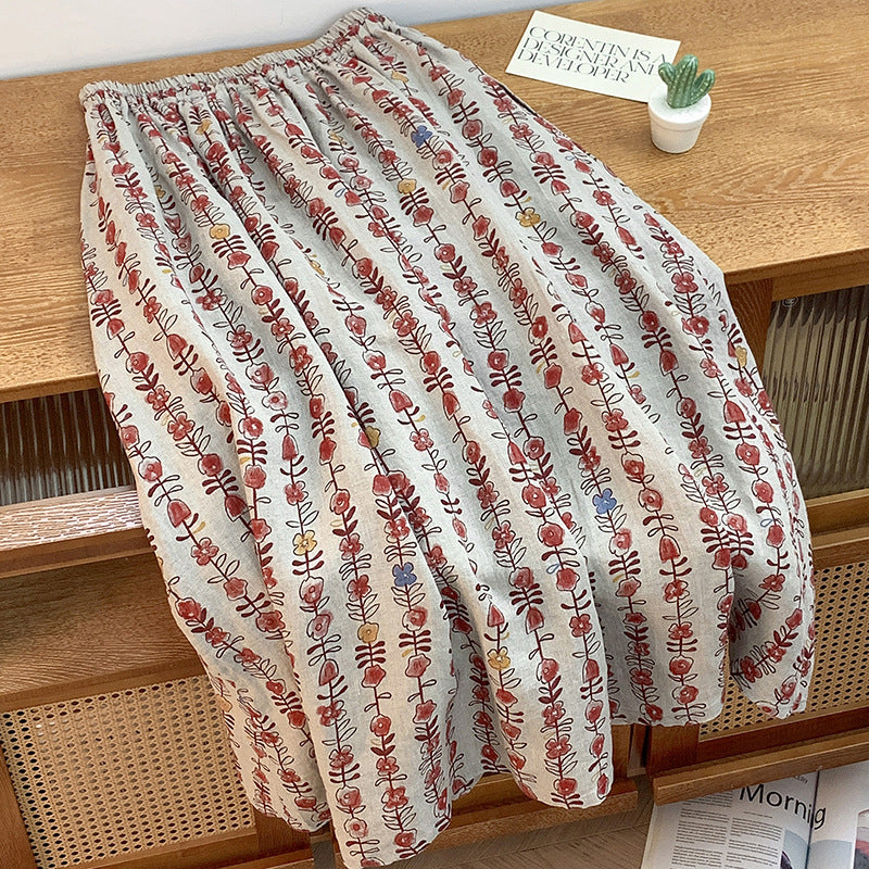 Skirt women's summer new fashion gentle wind temperament thin cotton A word thin medium and long skirt