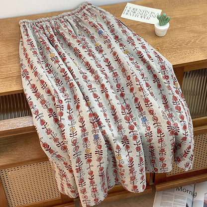 Skirt women's summer new fashion gentle wind temperament thin cotton A word thin medium and long skirt