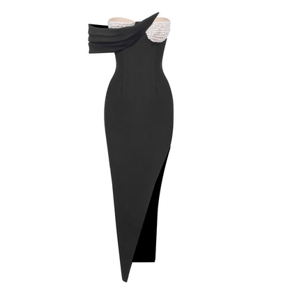 LOVEVOP popular Summer New  Pearl Breast Cup Dress Dress Black  Bandage Women's Elastic Dress