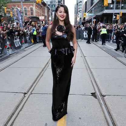 LOVEVOP  fashion charming long hip wrap  slim black bead dress new dress  new spring