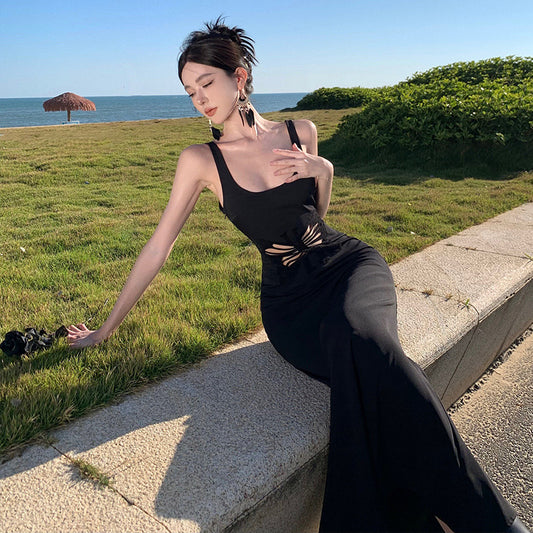 2025 Black Suspender Dress Temperament Muse Fan Sexy Slim Dress Kids Spice Girl Hip Wrap Dress Party Dress