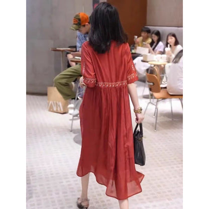 summer new literary and retro loose dress fashionable Popular style large size thin big swing dress children