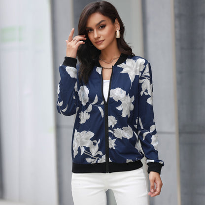 LOVEVOP Hot autumn new baseball jacket 2025  trade women's retro printed zipper jacket