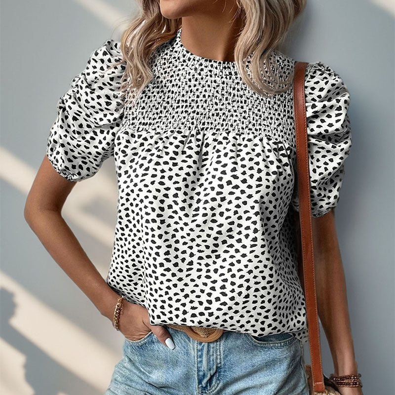 LOVEVOP Popular trade popular summer new 2025 New commuter women's fashion pullover leopard print shirt women