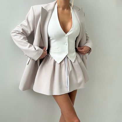 women's clothing wholesale loose casual temperament elegant suit suit texture jacket skirt two-piece set women