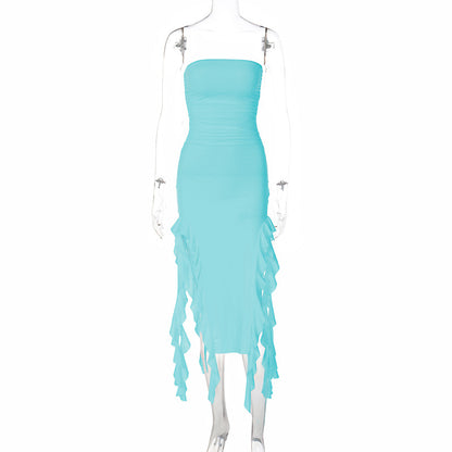 LOVEVOP  style women's clothing  summer new fashion sexy personality chest wrapping irregular dress foreign trade wholesale