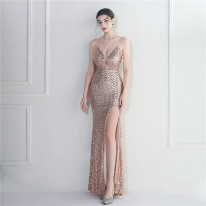 19929 #Gaomi Symphony Bead Sheet Craft Ordering Bead Sling V-Neck Ceremony Banquet Catwalk Wedding Anchor Long Night