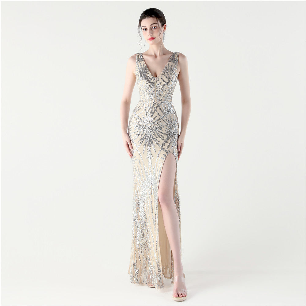 33321 #Heavy Industry Fish Bone Primary Styling Strap Women's Social Dinner Fish Tail Backless Evening Dress 2025 New