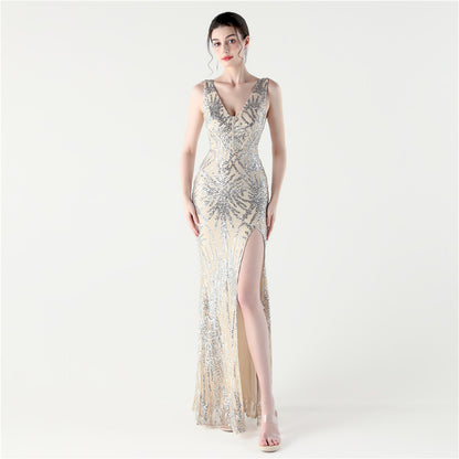 33321 #Heavy Industry Fish Bone Primary Styling Strap Women's Social Dinner Fish Tail Backless Evening Dress 2025 New