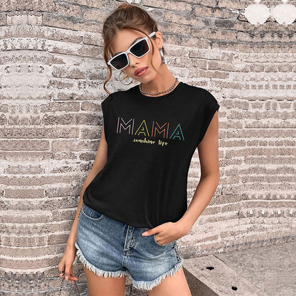 LOVEVOP new popular summer 2025 vest round neck letter sports T Guangzhou sleeveless Popular trade T-shirt