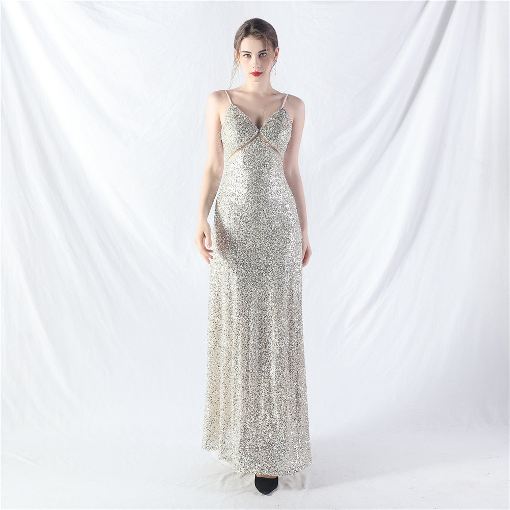 31765 #popular A-shaped big pendulum dress can be worn daily sequined long dress