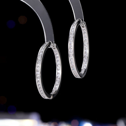 2025 New New  large circle niche design ear buckle personality fashion light luxury style slightly inlaid zircon earrings women