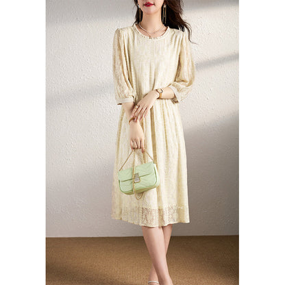 2025 Embroidered mulberry silk dress, new Chinese silk skirt  new summer women's clothing loose large size white