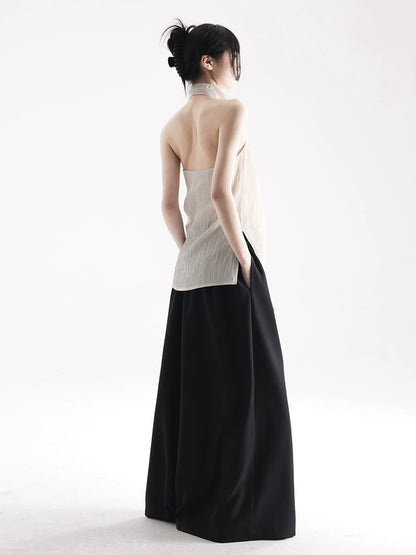 APOZi collection untitled landscape series new Chinese silk neck vest sleeveless shoulder-leaking top women