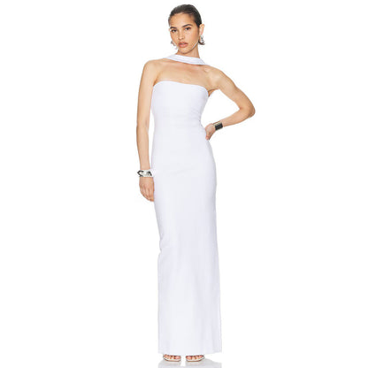 LOVEVOP popular summer  Popular trade New women's clothing side split bandage elastic long dress tube top tight neck dress