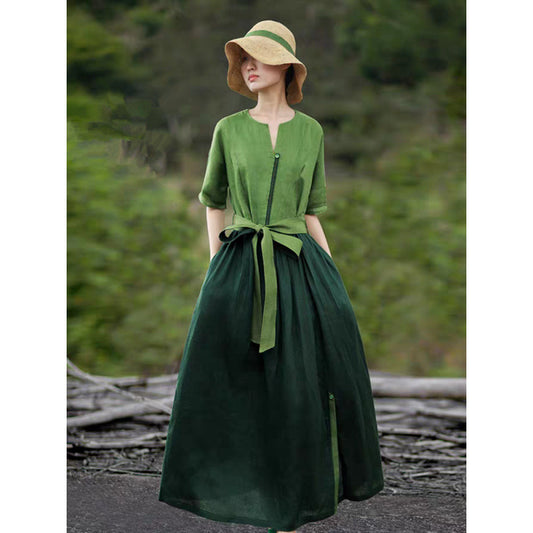 Ethnic style literary and retro women's clothing  summer new cotton and linen dress literary and retro thin temperament dress