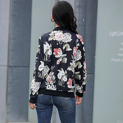 LOVEVOP Hot autumn new baseball jacket 2025  trade women's retro printed zipper jacket