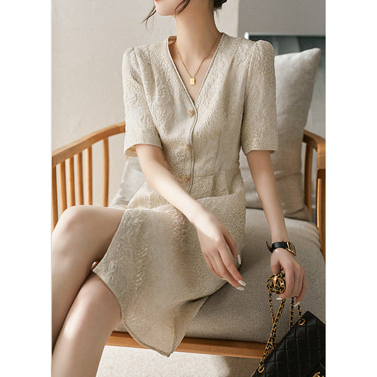 2025 High-end heavy jacquard silk skirt new Chinese cheongsam mulberry silk dress  summer new women's clothing