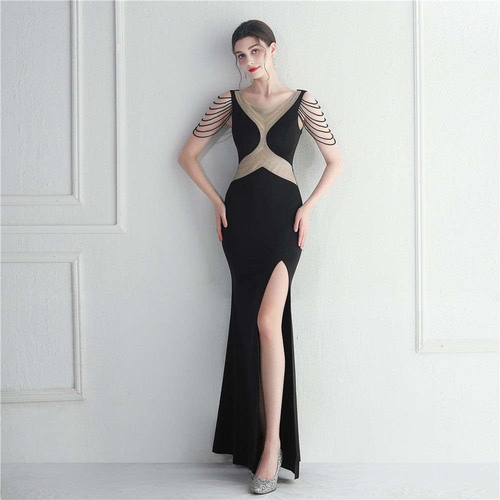 19952 #Cross-border Supply Hot Diamond Beaded Dress Celebrity Dinner Ball Long Evening Dress