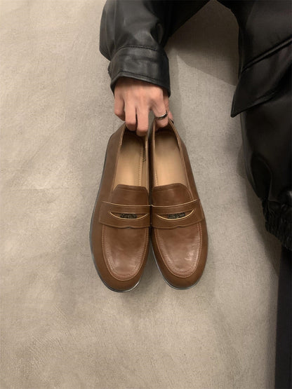 2025  British college style flat-bottomed small leather shoes women's autumn popular new fashionable round head casual versatile loafer single shoes