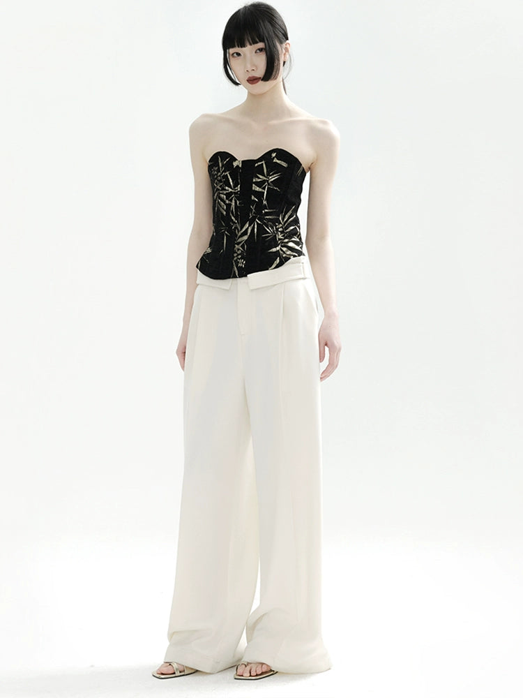 APOZi collection [ink reset] new Chinese golden bamboo two-color tube top thin backless top women