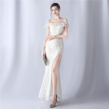 31535 #new fabric bead and embroidery thread combination heavy process folding organza Popular trade boutique evening dress