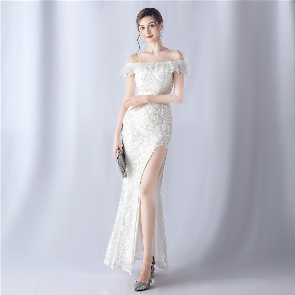 31535 #new fabric bead and embroidery thread combination heavy process folding organza Popular trade boutique evening dress