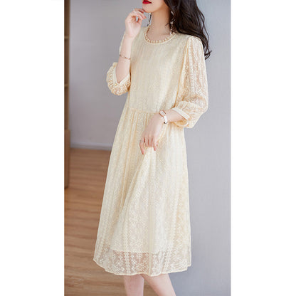 2025 Heavy industry embroidered silk dress heavy mulberry silk  skirt  women's new summer white dress