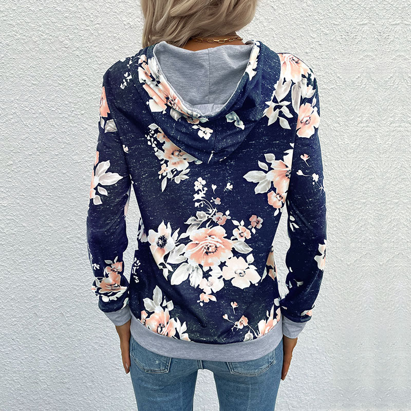 LOVEVOP Strictly selected  New  popular Early Spring New Middle Eastern Women's Clothing Pullover Printed Pocket Hooded Sweater