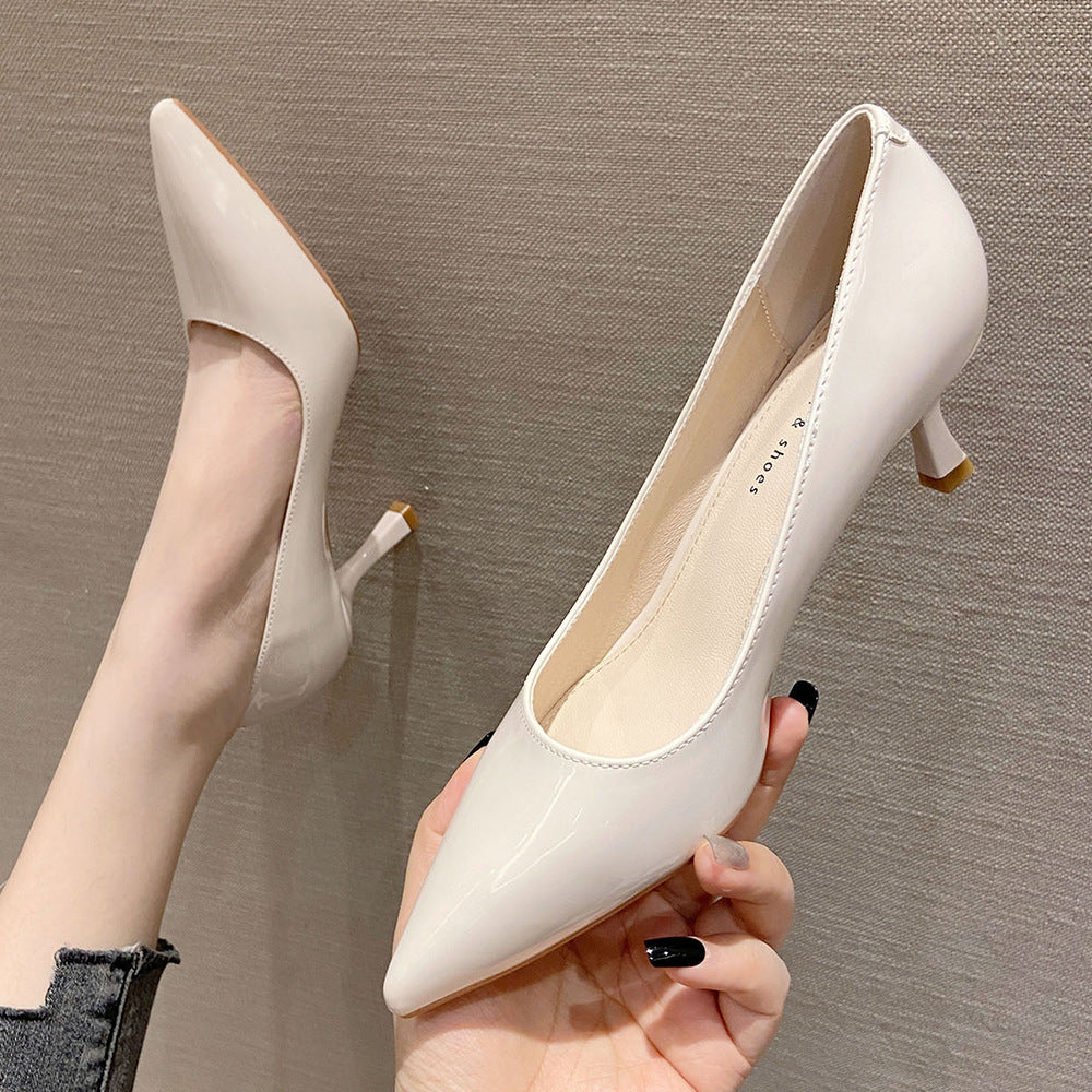 2025 238-15B Korean version solid color fairy style high heels spring 2025 new pointed stiletto high heels single shoes women