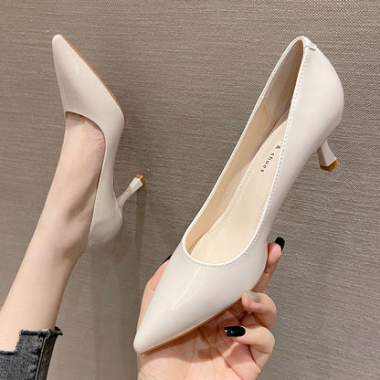 2025 238-15B Korean version solid color fairy style high heels spring 2025 new pointed stiletto high heels single shoes women