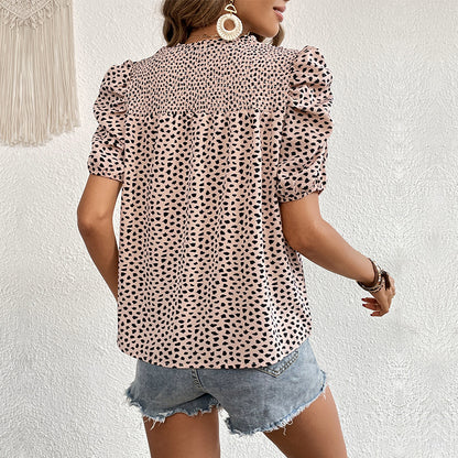 LOVEVOP Popular trade popular summer new 2025 New commuter women's fashion pullover leopard print shirt women