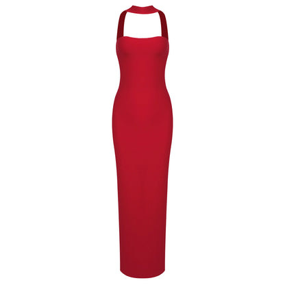 LOVEVOP popular summer  Popular trade New women's clothing side split bandage elastic long dress tube top tight neck dress