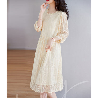 2025 Heavy industry embroidered silk dress heavy mulberry silk  skirt  women's new summer white dress