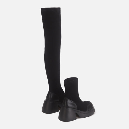 2025  Women's shoes over the knee long boots women's platform short boots long boots high stockings boots elastic boots