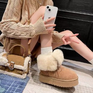 2025  Muse Internet celebrity thick-soled snow boots women's winter popular new northeast mid-tube boots cotton shoes