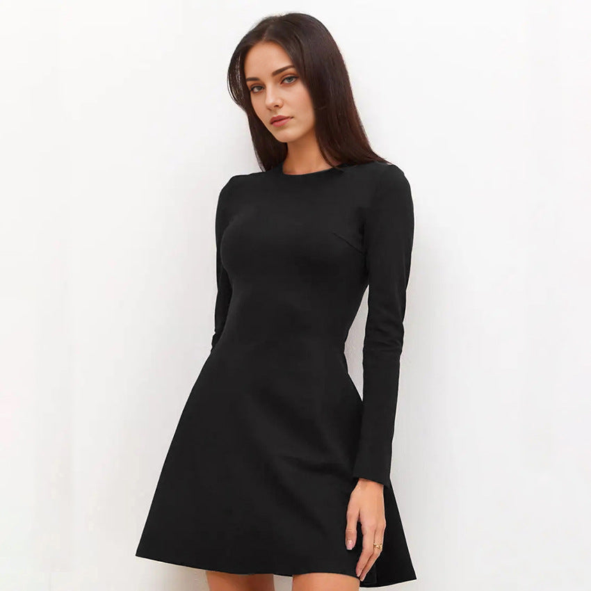 2025 Black slim-fitting long-sleeved temperament high-waisted dress popularwildberries spring hot sale fashion new women