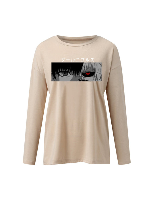 lovevop Cartoon Art Printed Long Sleeve T-Shirt For Unisex