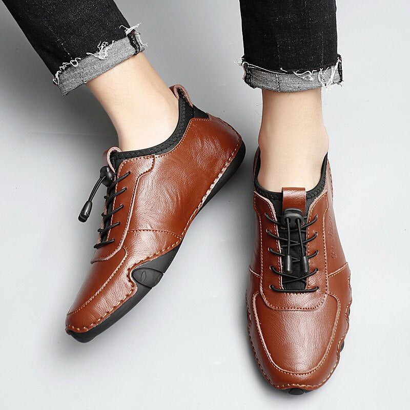 lovevop  Luxury Designer Men's Leather Casual Shoes Black Brown Waterproof Male Sneakers Flat Oxford Shoes For Men Chaussure Homme