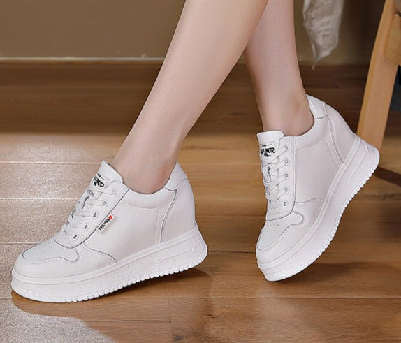 lovevop  Spring Autumn Women Casual Shoes Genuine Leather 7Cm Platform Wedge Sneakers Summer Shoes Women Air Mesh Breathable Shoes