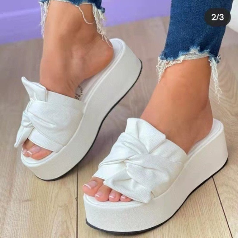 Back to school outfit lovevop Summer Platform Sandals For Women Fashion Hemp Wedges Slippers Thick Sole Open Toe Outdoor Beach Woman Walking Shoes